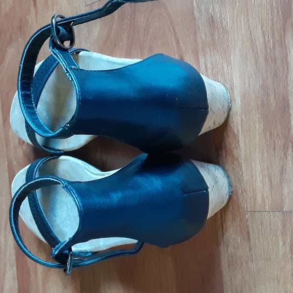 Black Wedge Sandals - Picture 3 of 4